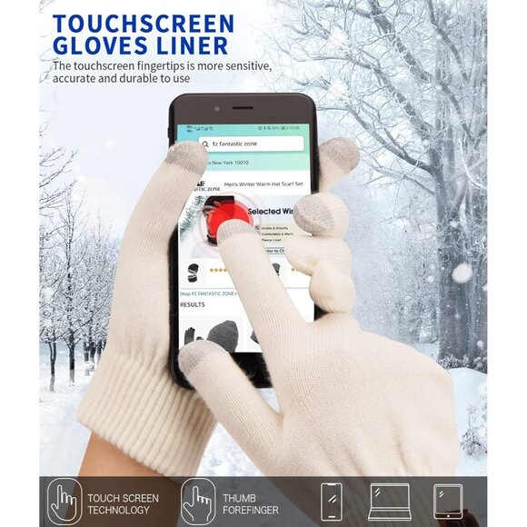 🆕 Women Cream Stretch Thermal Magic Gloves Warm Winter Knitted Fleece Texting - Picture 3 of 6